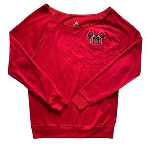 Disney Parks Mickey Mouse Long Sleeve Red Shirt Women's Size Small